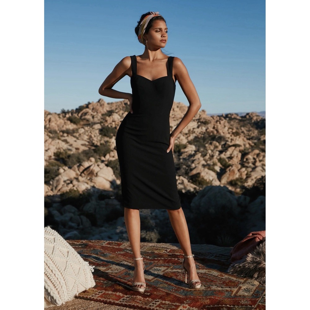 Dress the Population Nicole Dress Black Sz XL 10/12 Sheath‎ Cocktail Midi Classy